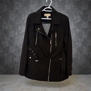 Michael Kors Jacket Softshell Moto Women's XL Black Belted EUC